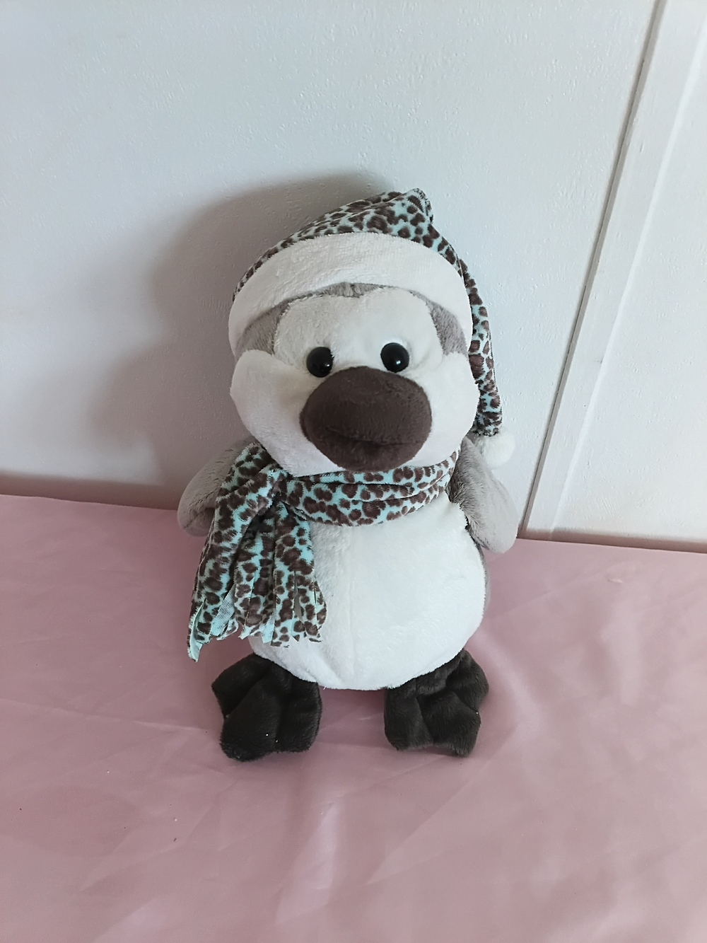 Winter Penguin Plush Stuffed Animal with Hat & Scarf – 9.5” Tall